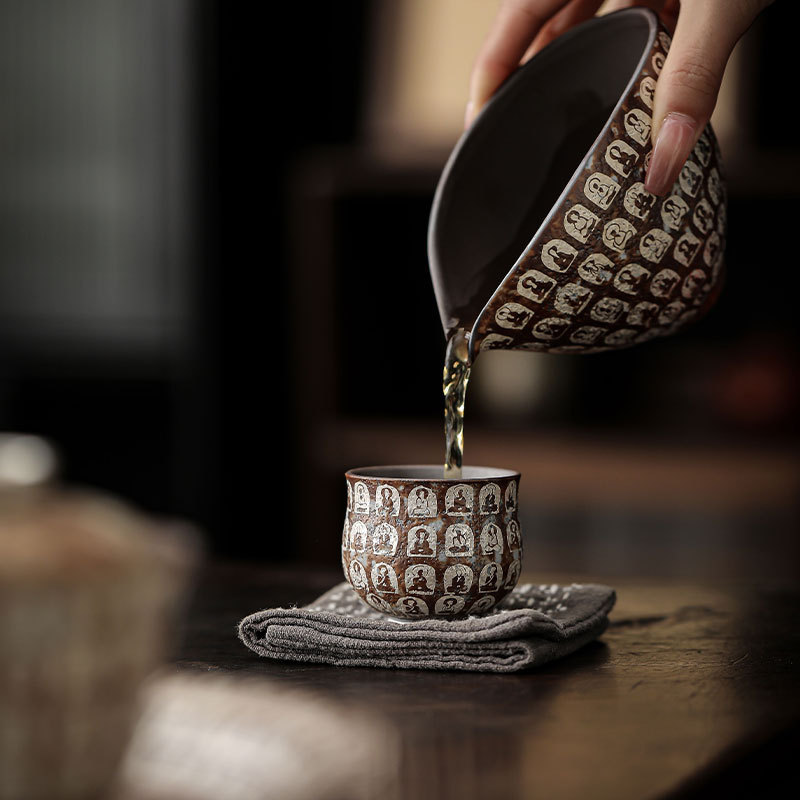 中式禪意茶杯萬佛鎏銀品茗杯