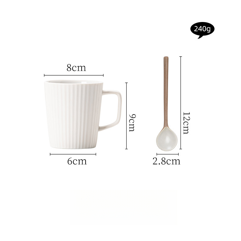 豎紋陶瓷咖啡杯碟