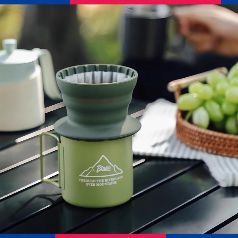 戶外硅膠折疊蛋糕濾杯露營手沖咖啡壺套裝