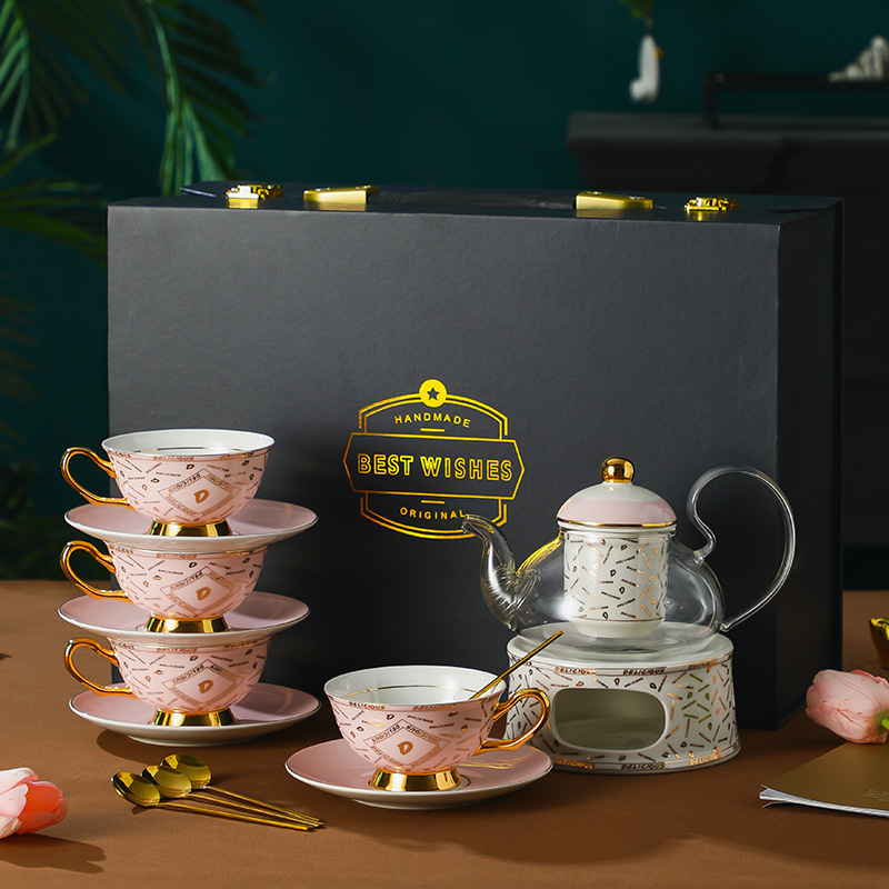 創意復古感輕奢歐式陶瓷咖啡杯碟套裝