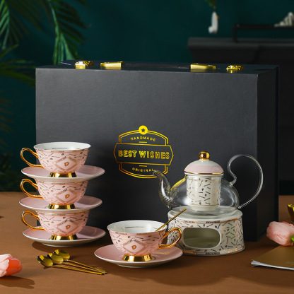 創意復古感輕奢歐式陶瓷咖啡杯碟套裝