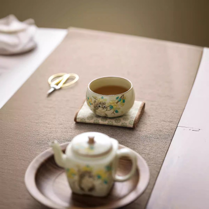 汝窯萌貓羅漢杯