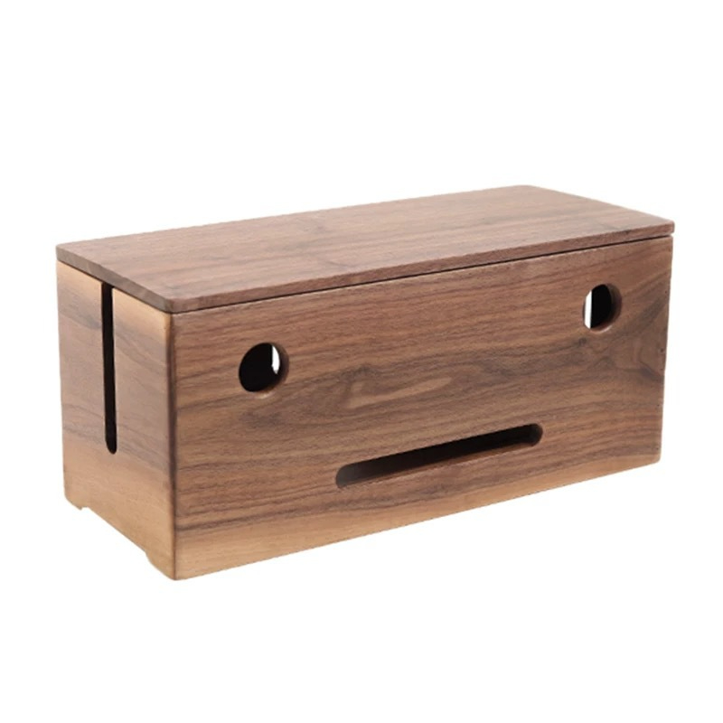 胡桃木插排收納盒