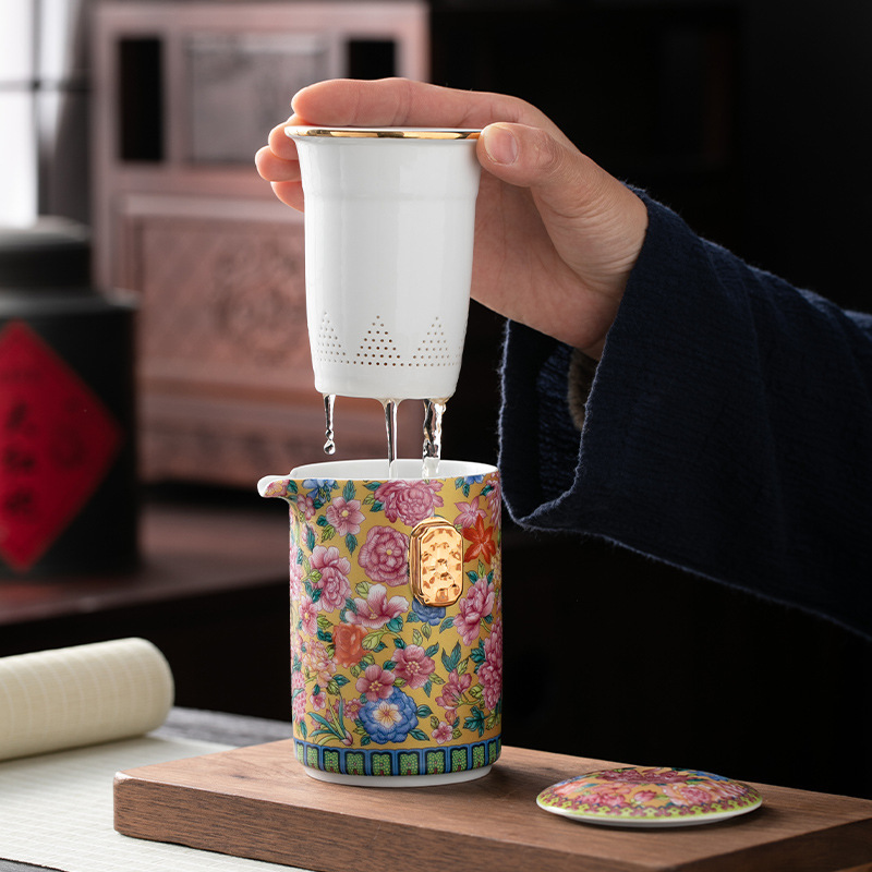 琺瑯彩戶外便攜茶具小套裝