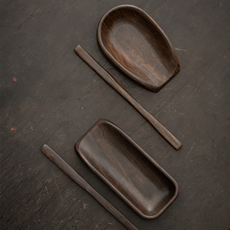 黑檀木茶則兩件套