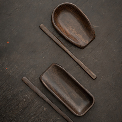 黑檀木茶則兩件套