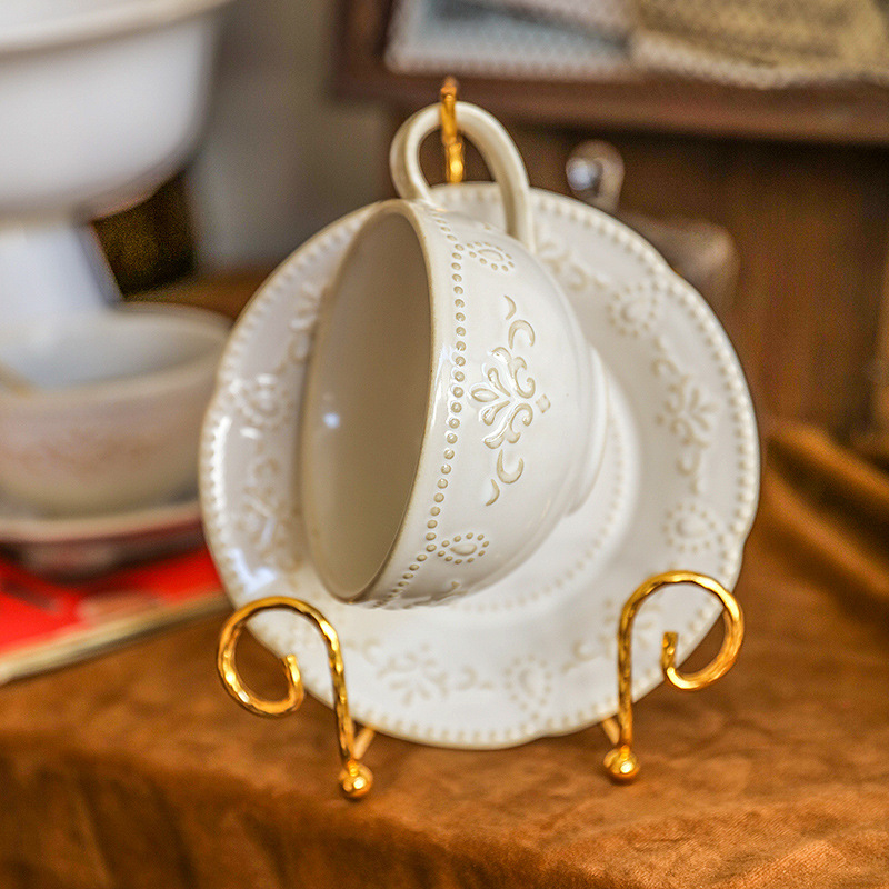 歐式浮雕拿鐵咖啡杯碟