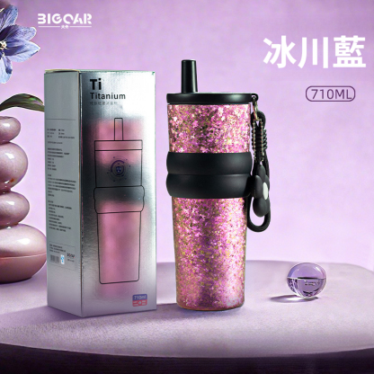 海棠花輕奢純鈦保溫杯