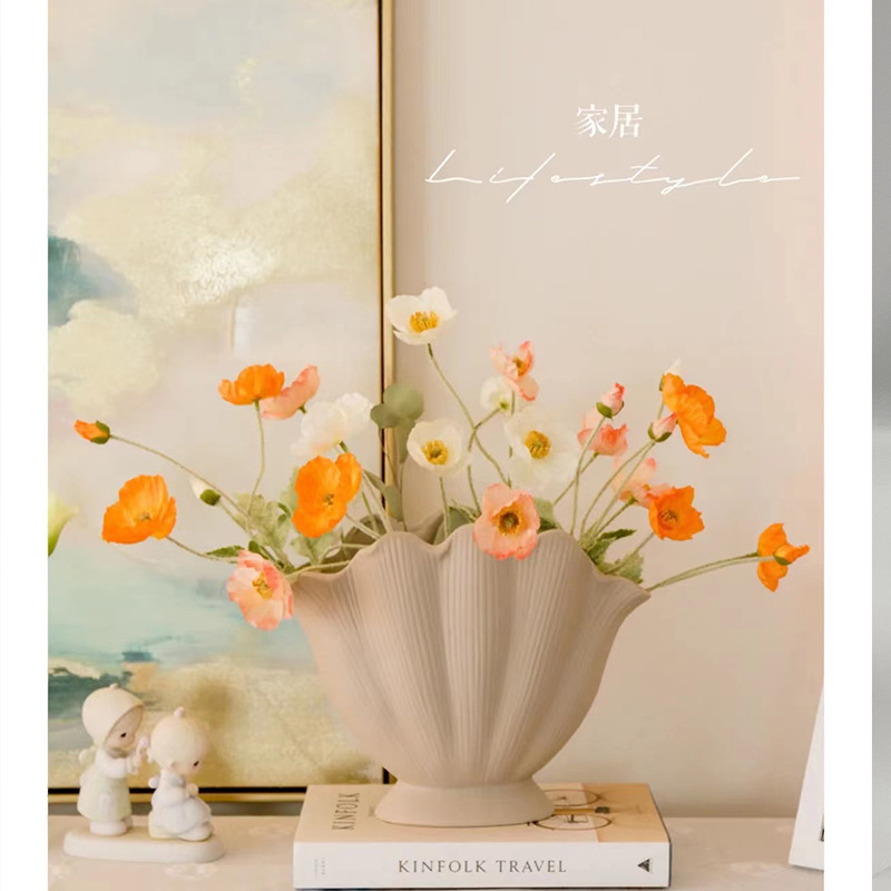 貝殼陶瓷插花花瓶擺件