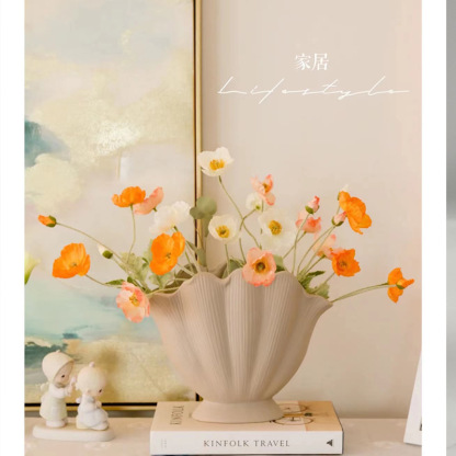 貝殼陶瓷插花花瓶擺件