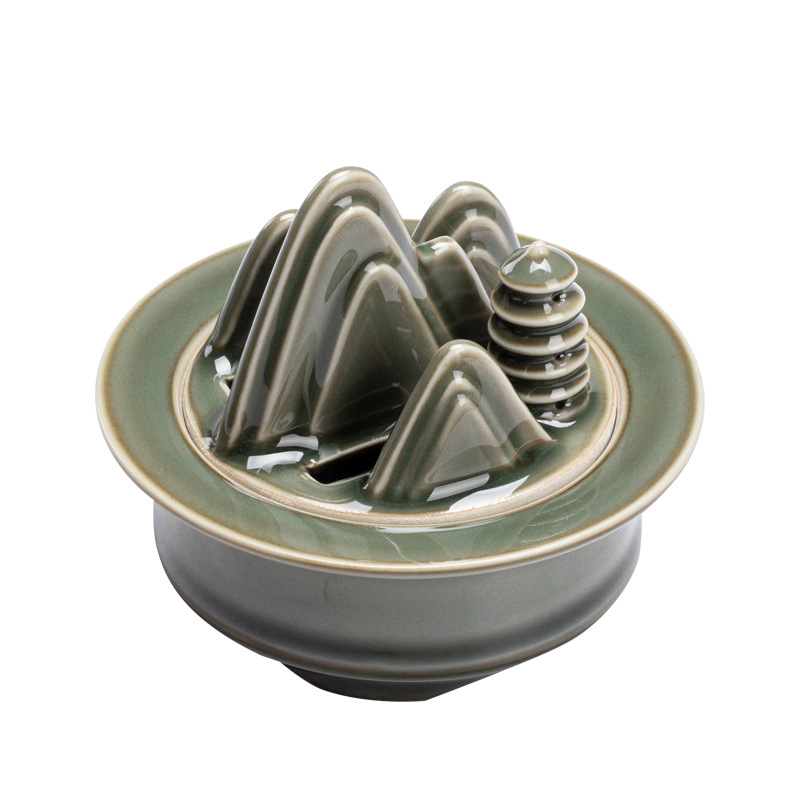 越窯青瓷盤香爐茶道擺件