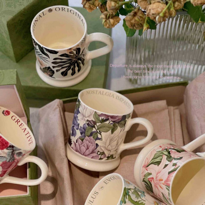 創意花卉古典陶瓷馬克杯