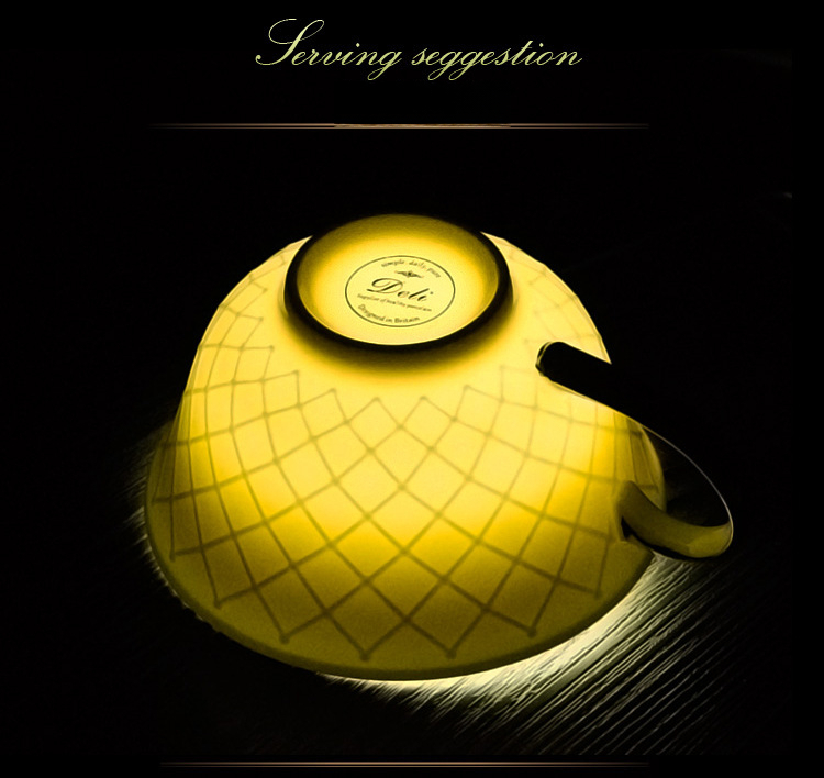 菱格浮雕歐式手工描金咖啡杯碟