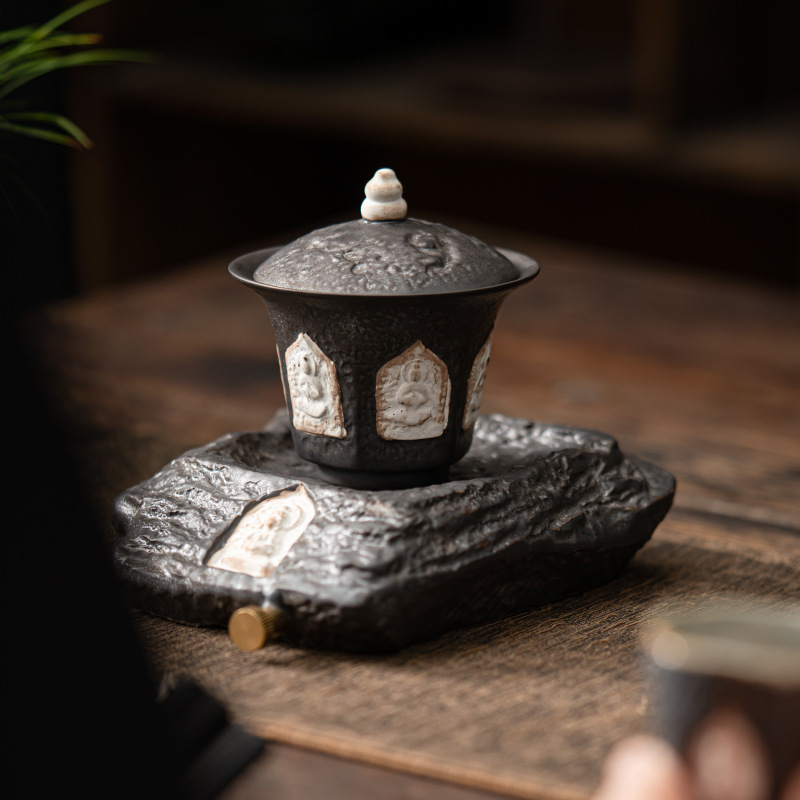 侘寂風福祿二才蓋碗