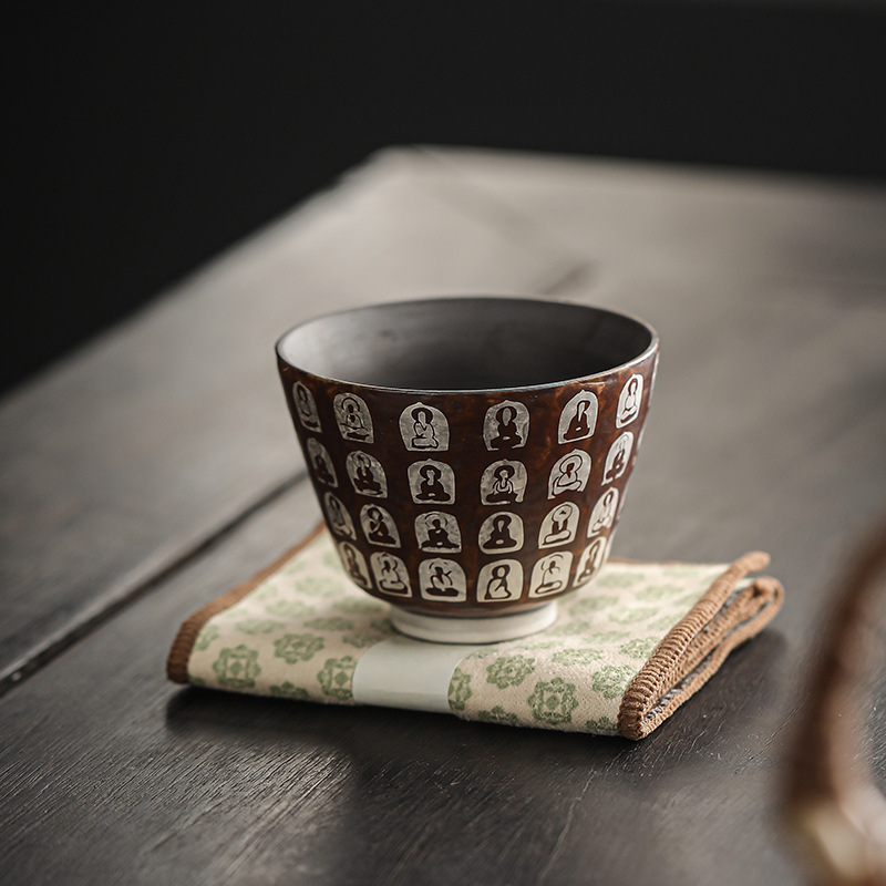 窯變陶瓷貼銀品茗杯