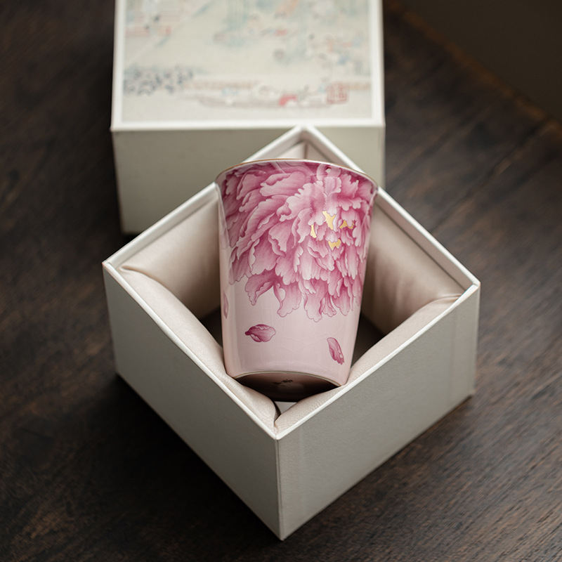 仿古粉汝可樂杯陶瓷杯