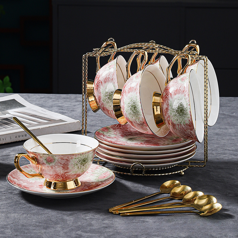 高顏值輕奢小眾骨瓷咖啡杯碟套裝