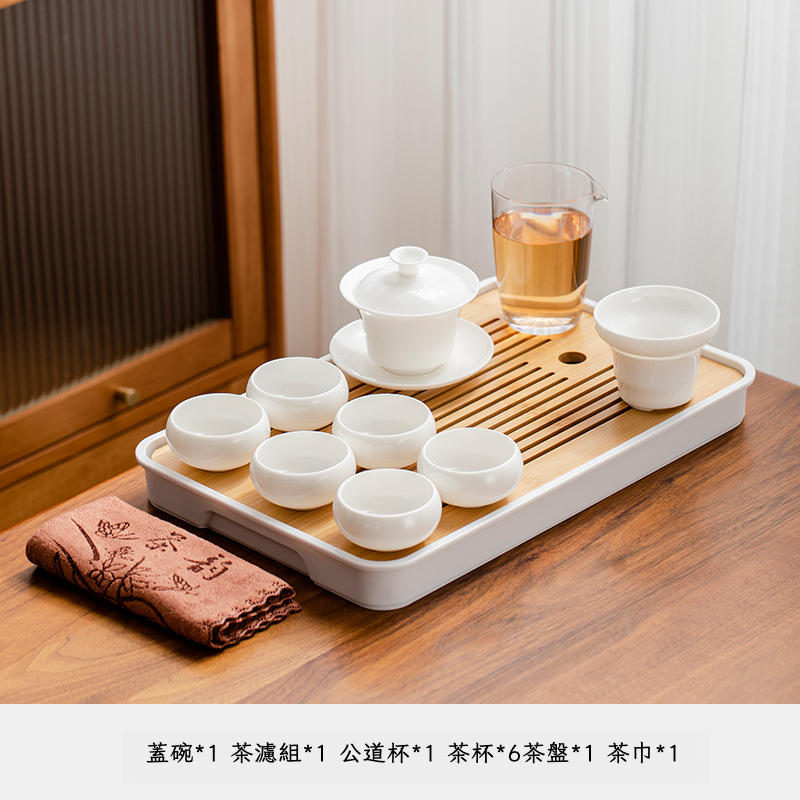 羊脂玉白瓷茶具套裝