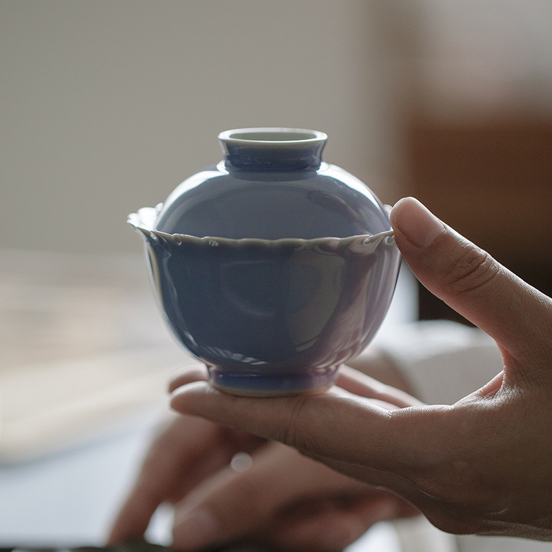 木槿紫菊口三才蓋碗