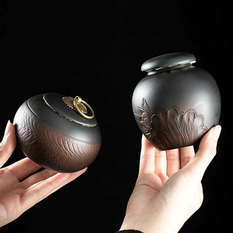 汝窯紫陶茶葉罐