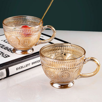 歐式浮雕太陽花早餐咖啡杯