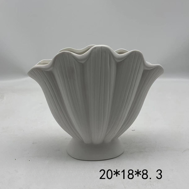 貝殼陶瓷插花花瓶擺件