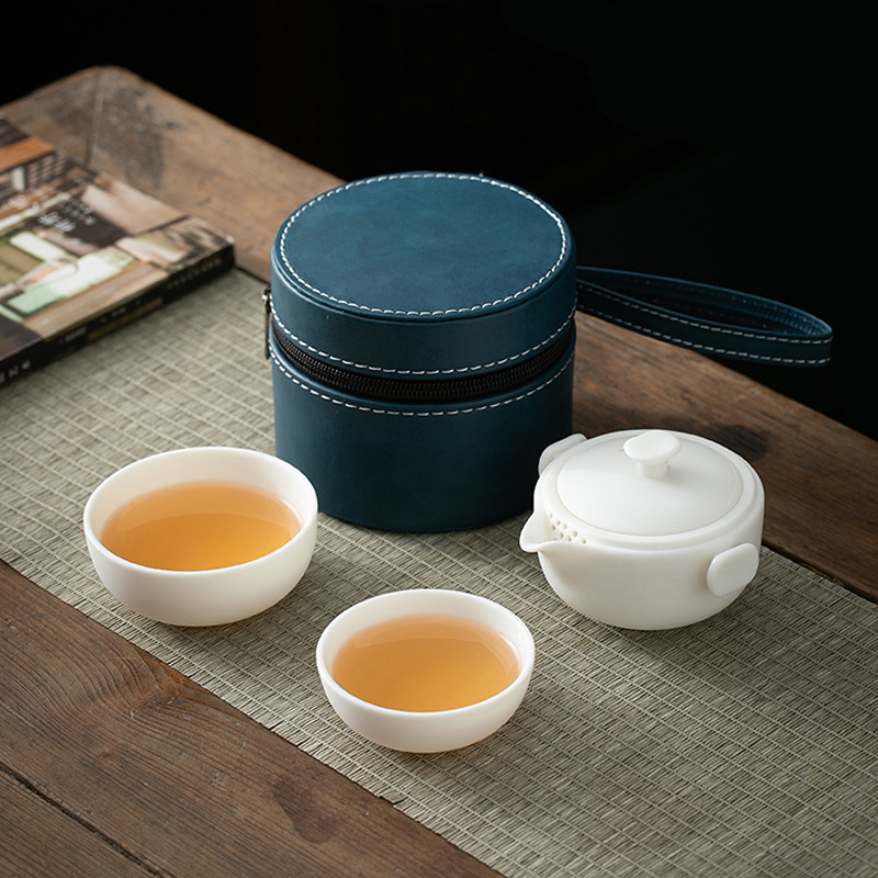 羊脂玉白瓷便攜式旅行茶具