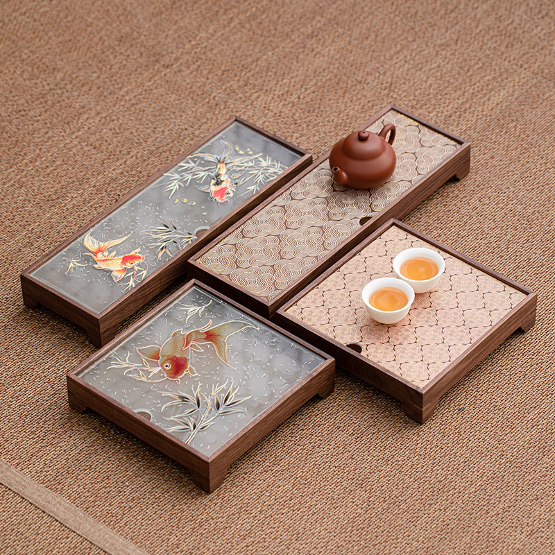 胡桃木長方形幹泡茶盤