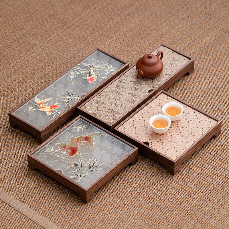 胡桃木長方形幹泡茶盤