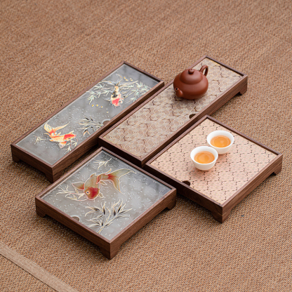 胡桃木長方形幹泡茶盤