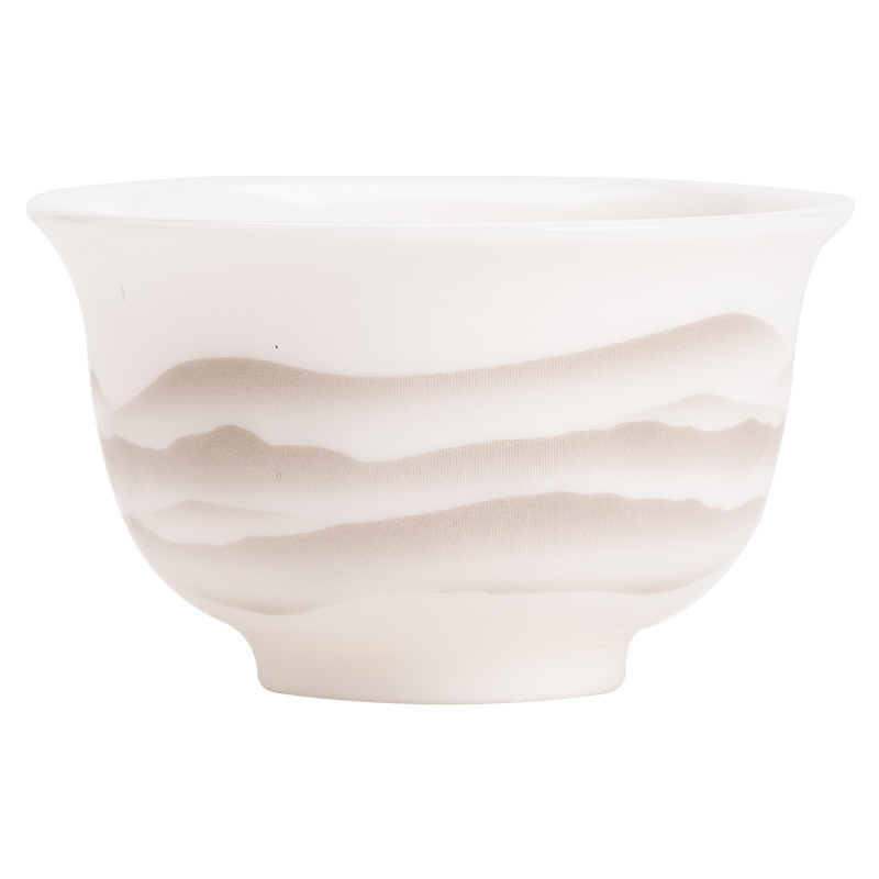 羊脂玉水墨遠山品茗杯