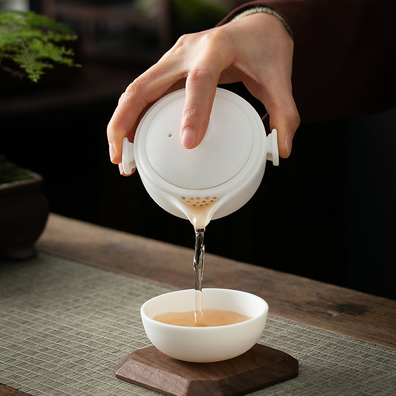 羊脂玉白瓷便攜式旅行茶具