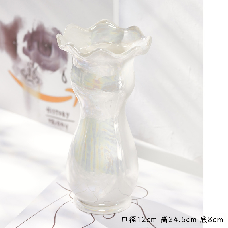 輕奢珍珠白陶瓷花瓶