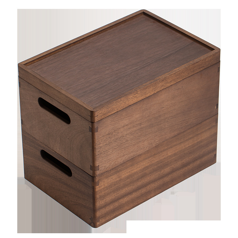 胡桃木雙層收納盒