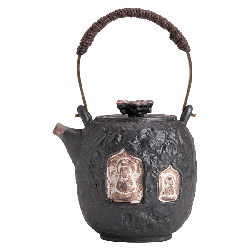 侘寂風陶瓷粉引側把壺