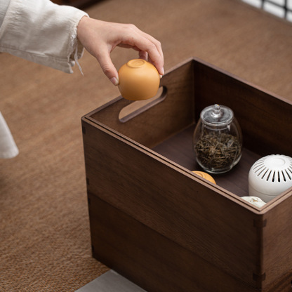 胡桃木雙層收納盒