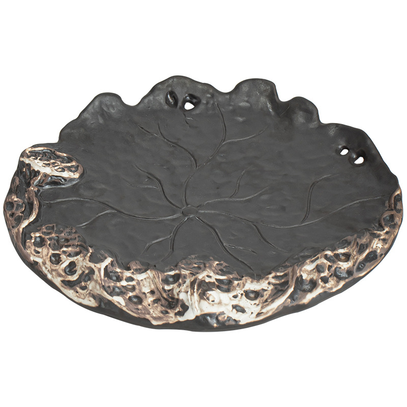 侘寂風陶瓷小號荷葉托盤