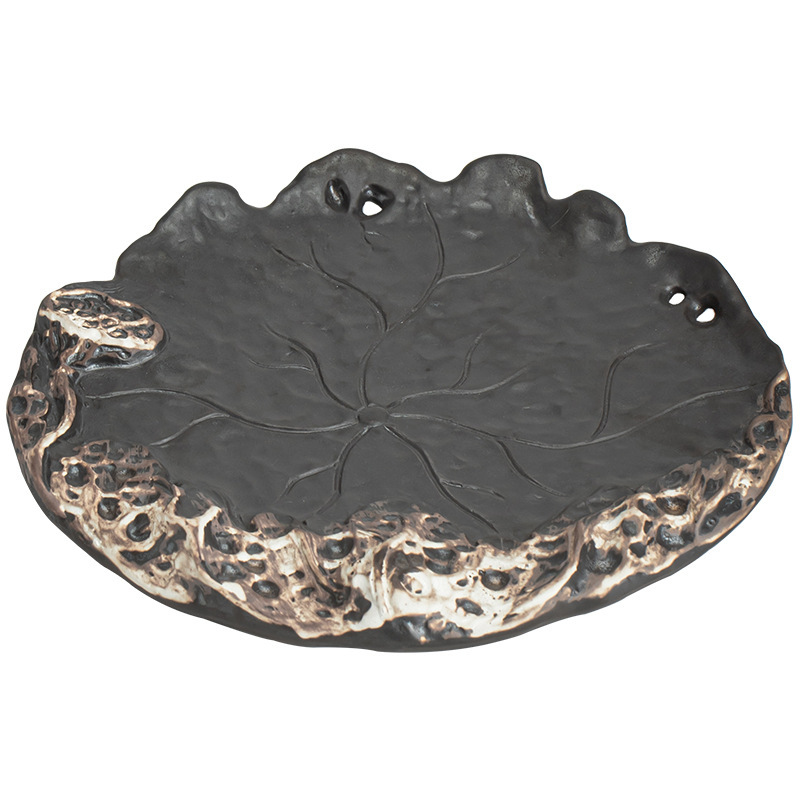 侘寂風陶瓷小號荷葉托盤