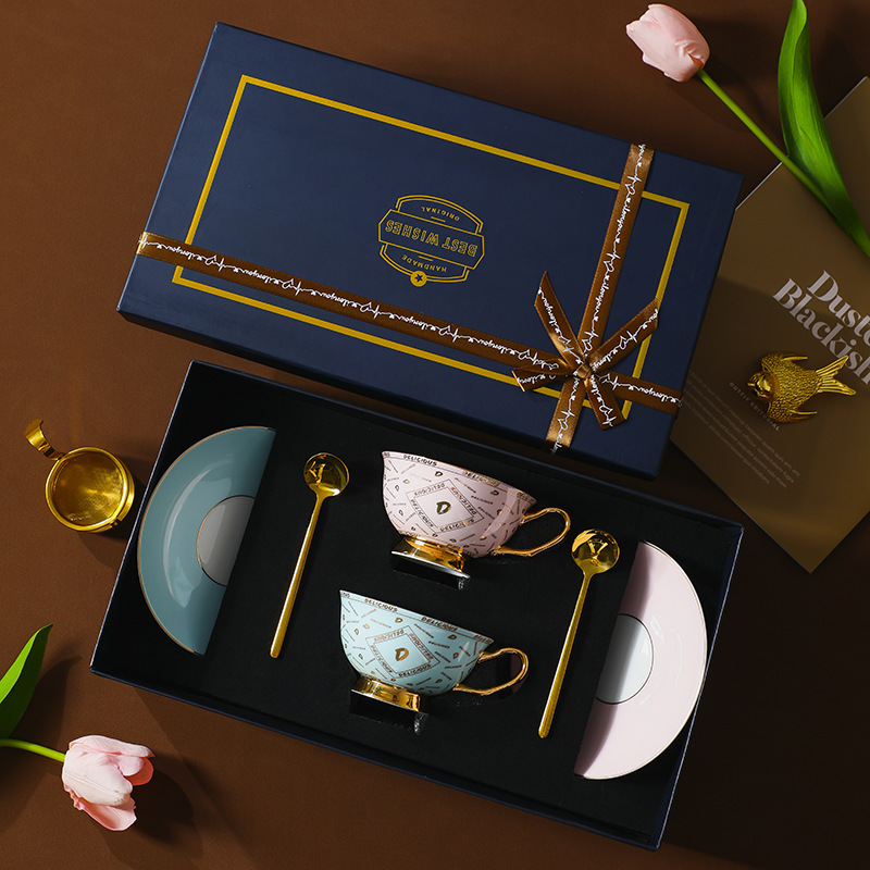 創意復古感輕奢歐式陶瓷咖啡杯碟套裝