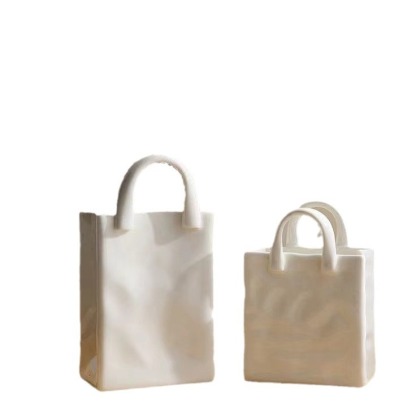 褶皺紙袋白色陶瓷花瓶擺件