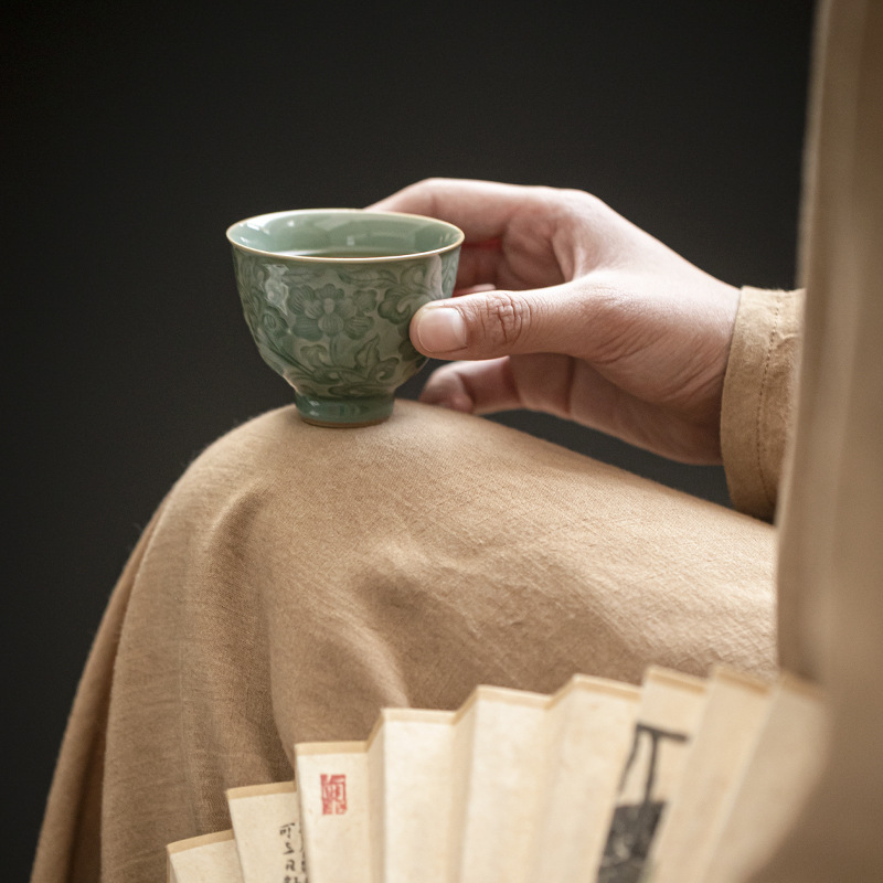 越窯梅子青瓷蓋碗茶具套裝伴手禮