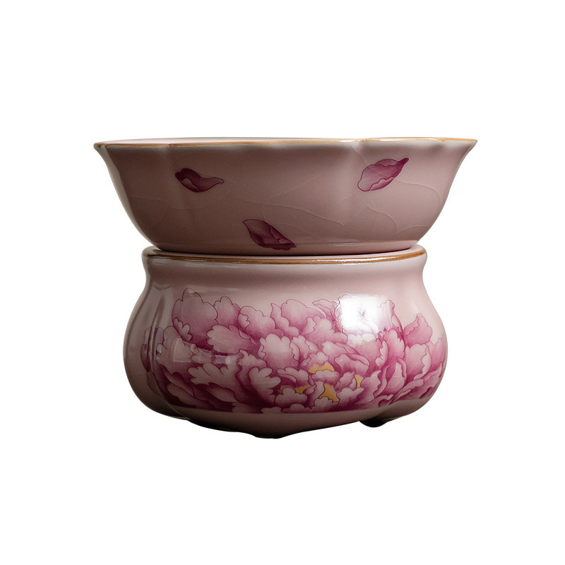 粉汝牡丹陶瓷茶漏組