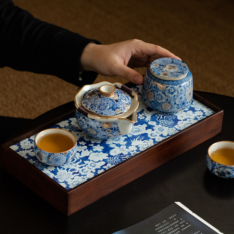 繁花汝窯茶具套裝