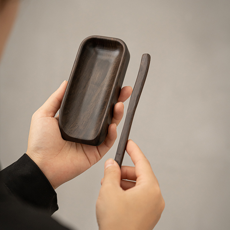 黑檀木茶則兩件套