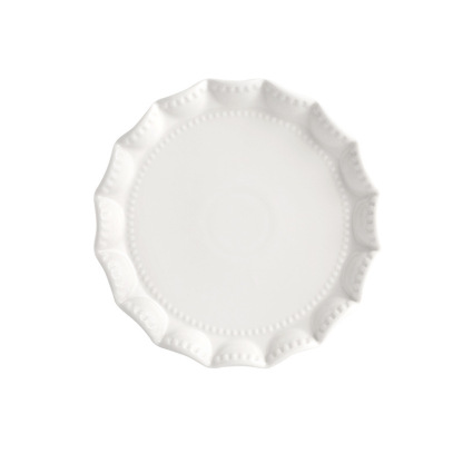 北歐風純白陶瓷花邊圓盤方盤