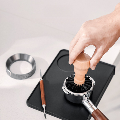 粉碗清潔毛刷咖啡機手柄實木清潔刷吧檯工具51/58mm通用