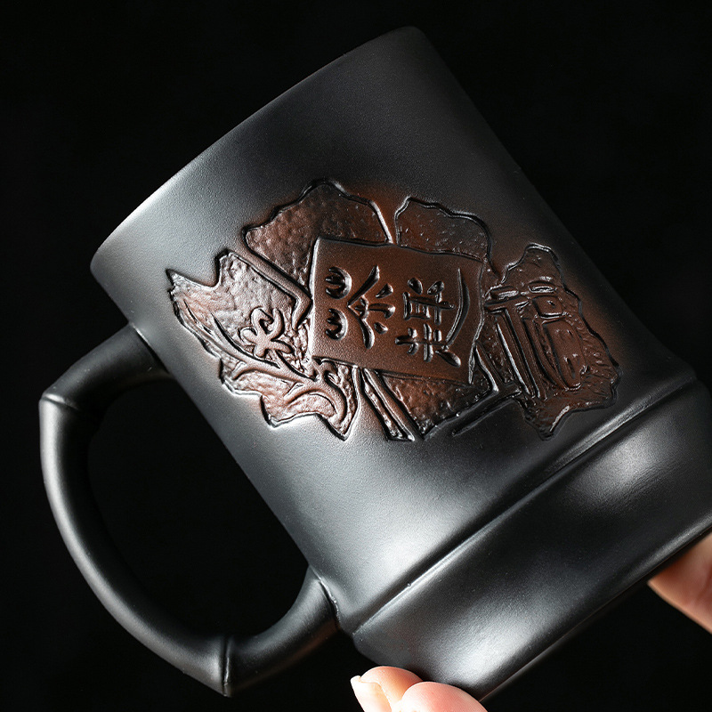 紫陶茶趣竹節茶杯