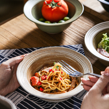 日式復古陶瓷草帽碗