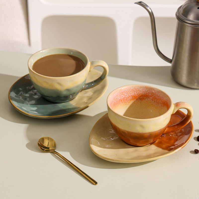 撞色咖啡杯碟套