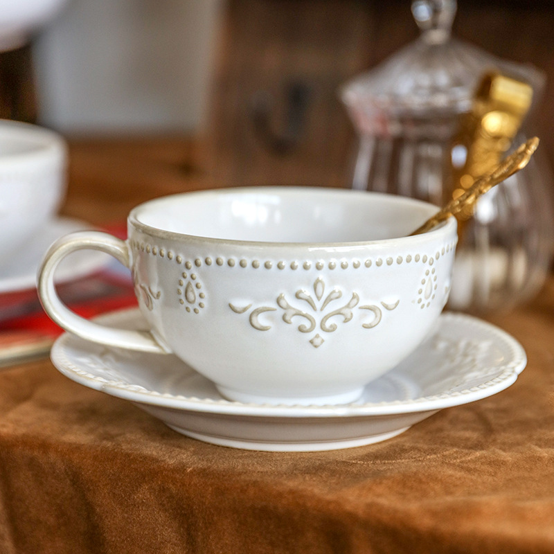 歐式浮雕拿鐵咖啡杯碟